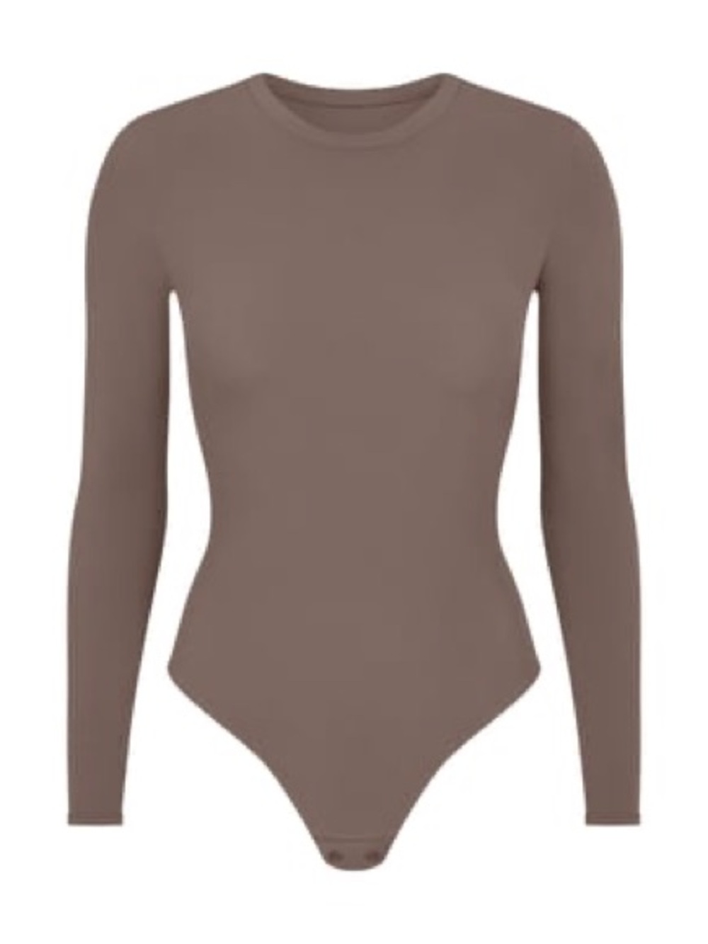 SKIMS Long-Sleeve Crewneck Bodysuit — Taupe Brown